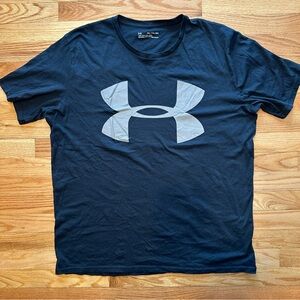 Under Armour Men's Black T-Shirt with Gray Logo Sz XXL